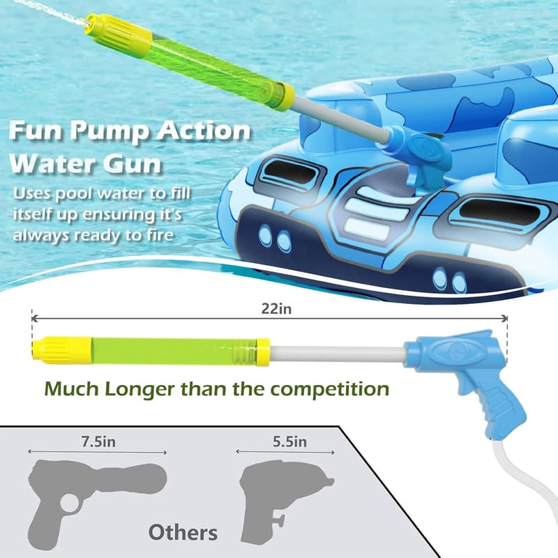 Inflatable Tank Pool Float with Water Cannon for Kids