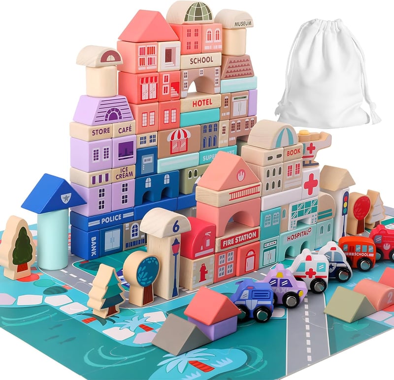 Educational Wooden Building Blocks Set for Toddlers 3+