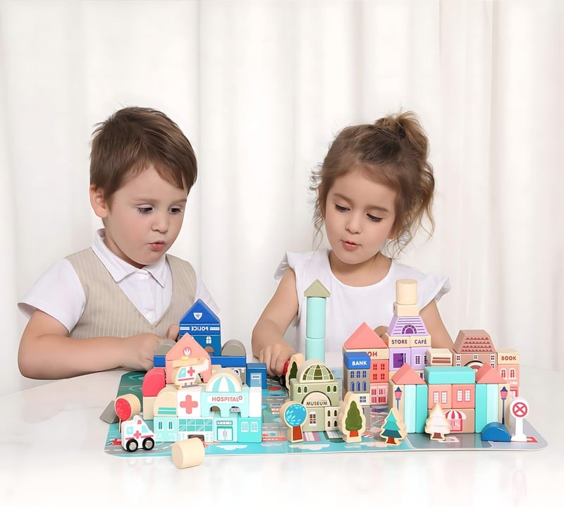 Educational Wooden Building Blocks Set for Toddlers 3+