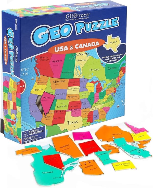 USA & Canada GeoPuzzle Jigsaw for Kids Ages 6-9