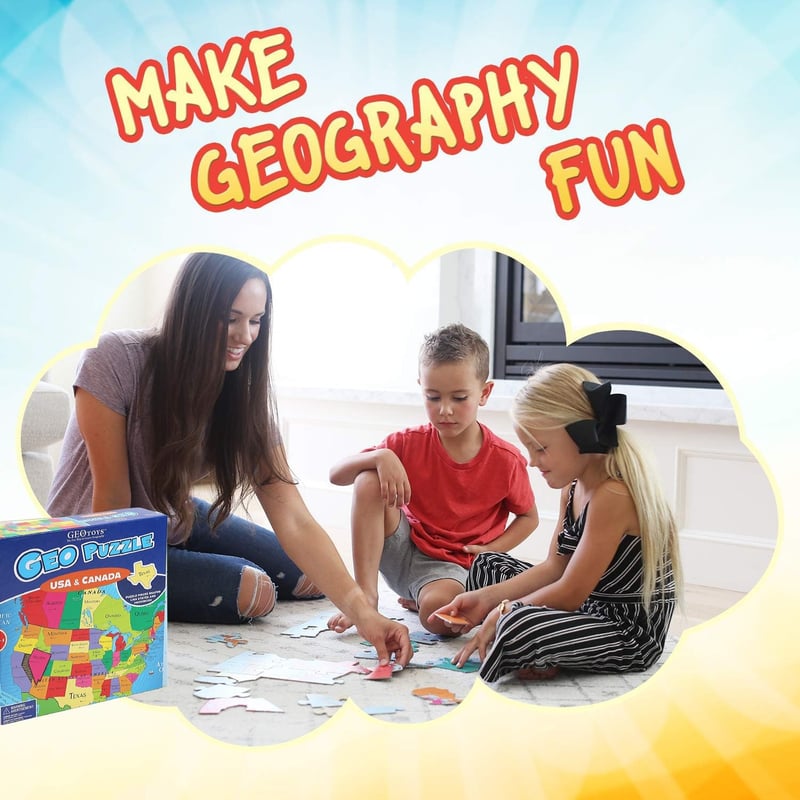 USA & Canada GeoPuzzle Jigsaw for Kids Ages 6-9