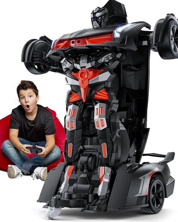 Transforming Robot RC Car - 2-in-1 Toy with Sound & Light Effects