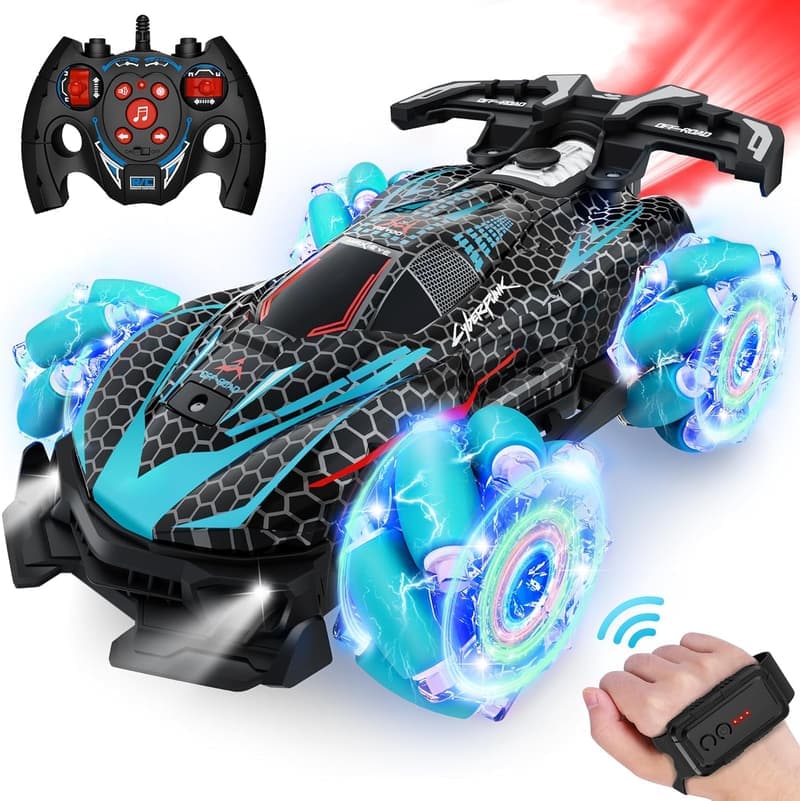 Gesture Sensing RC Stunt Car with Lights and Music - Birthday Gift for Kids