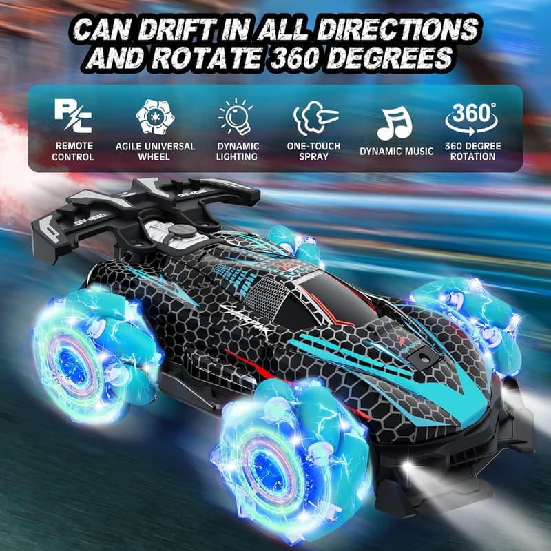 Gesture Sensing RC Stunt Car with Lights and Music - Birthday Gift for Kids