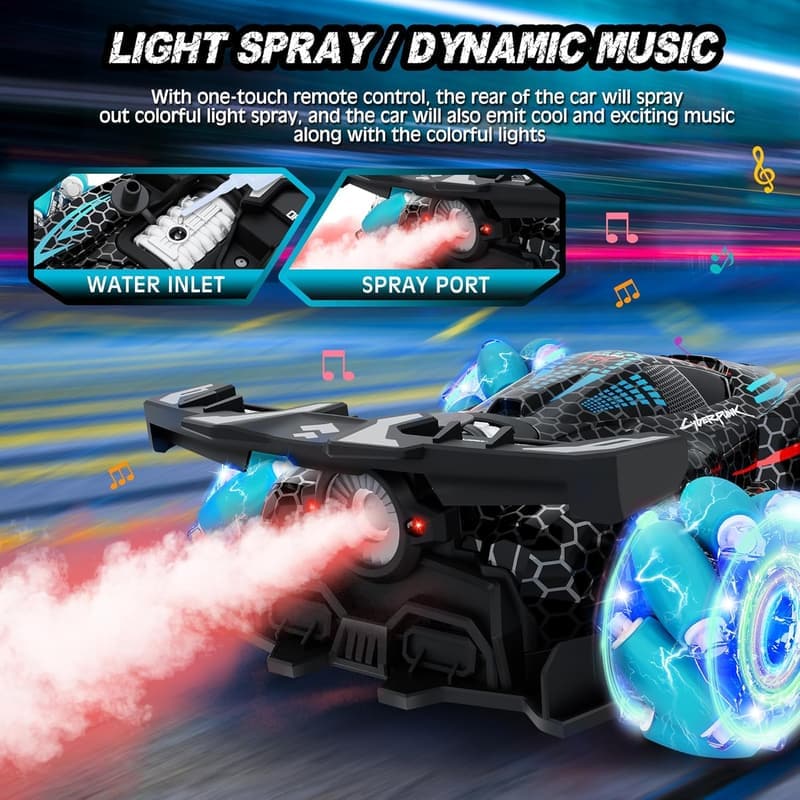 Gesture Sensing RC Stunt Car with Lights and Music - Birthday Gift for Kids