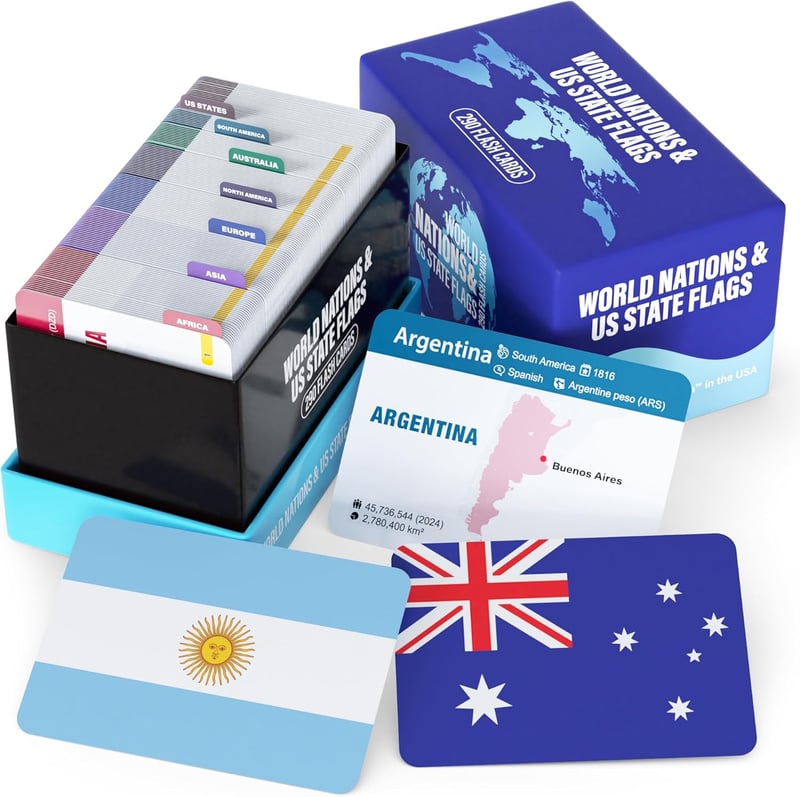 World Countries Flashcards – 290 Educational Cards for Kids & Families