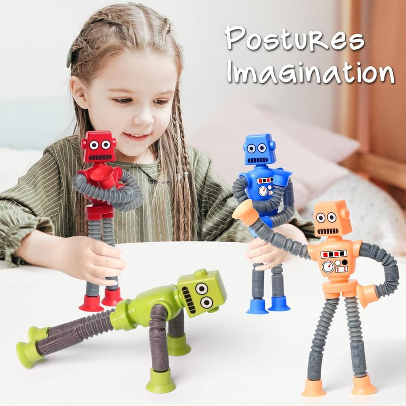 Shape Changing Robot Toy Set, Telescopic Pop Tubes - Sensory Fidget Toys for Kids