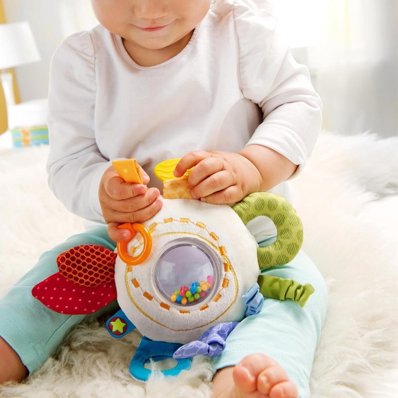 HABA Rainbow Teether Activity Toy - Soft, Rattling Design