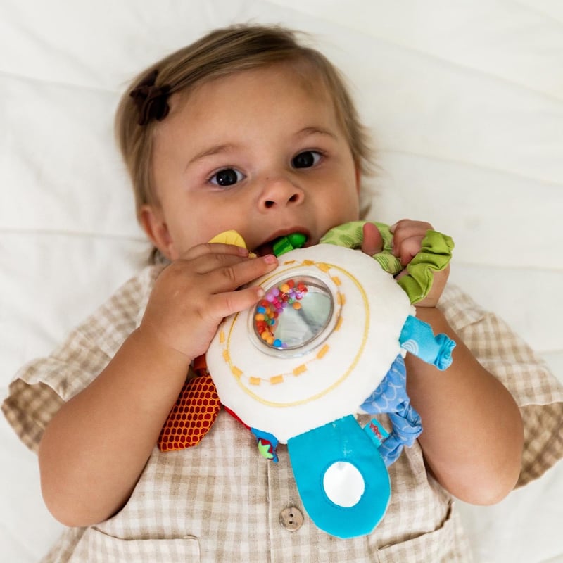 HABA Rainbow Teether Activity Toy - Soft, Rattling Design