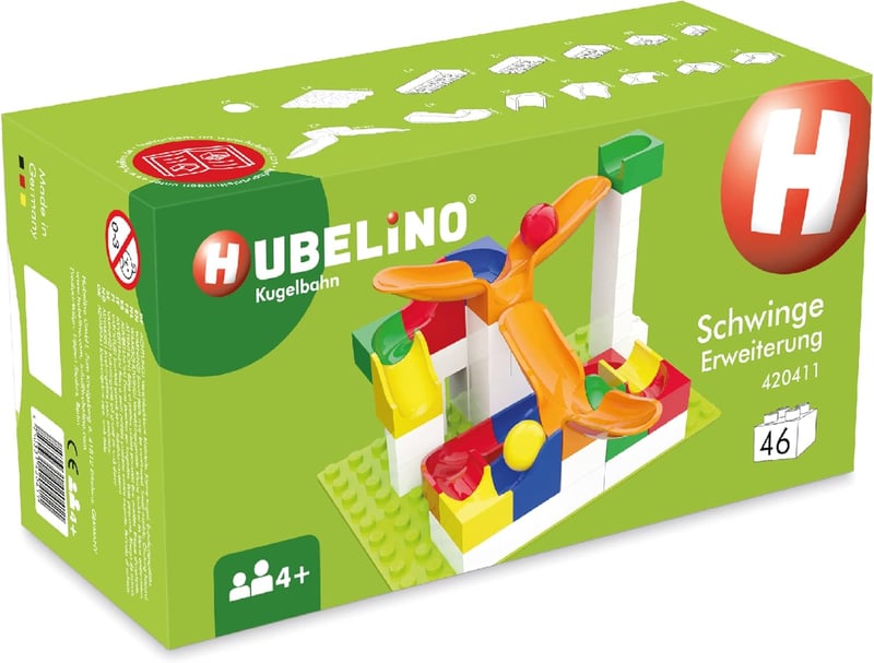 Hubelino Cradle Chute Marble Run Set - 44 Pieces, Made in Germany