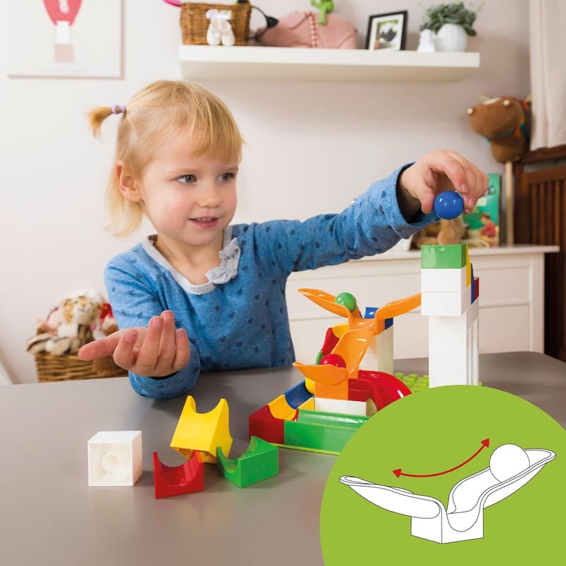Hubelino Cradle Chute Marble Run Set - 44 Pieces, Made in Germany