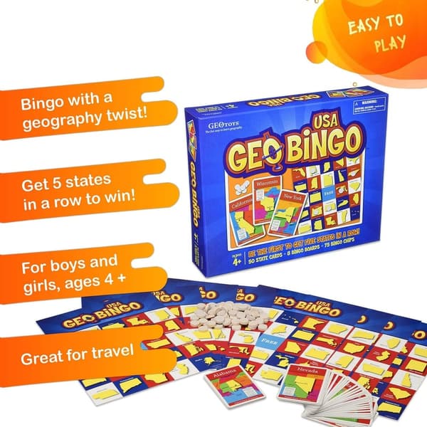 USA Geography Bingo Game for Kids - Learn States & Capitals