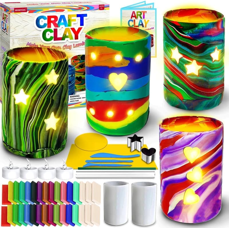 DIY Clay Luminaries Kit for Kids Ages 6-12 - Creative Craft Fun