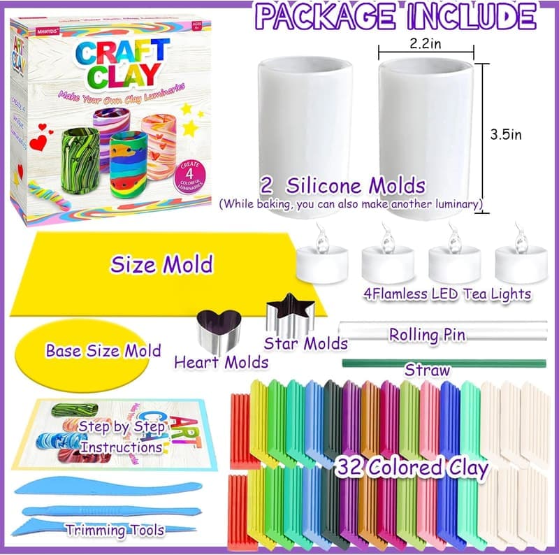 DIY Clay Luminaries Kit for Kids Ages 6-12 - Creative Craft Fun
