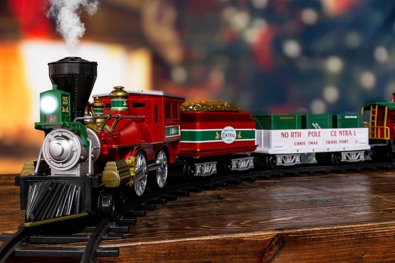 Battery-Operated North Pole Toy Train Set with Bluetooth Effects