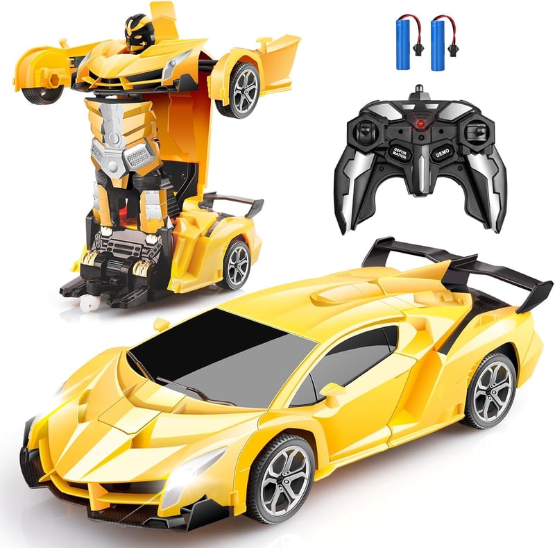 Remote Control Transforming Robot Car with LED Light for Kids