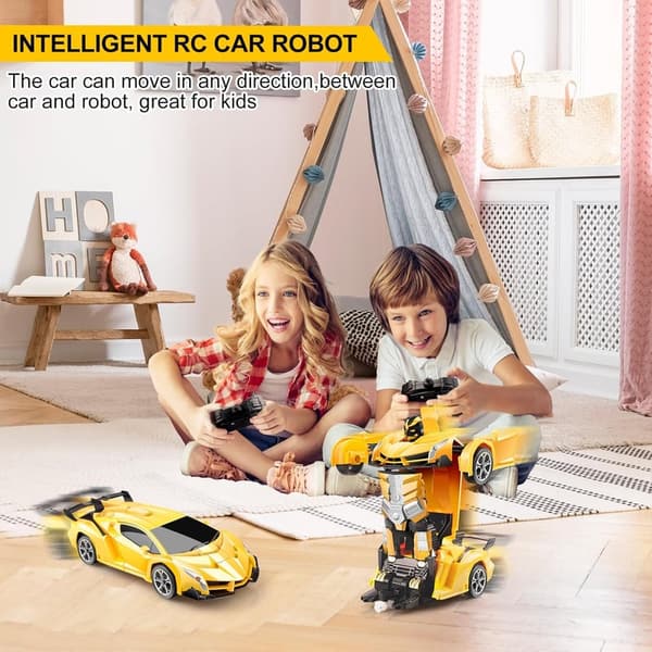 Remote Control Transforming Robot Car with LED Light for Kids