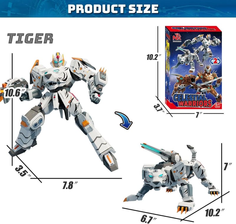 Transforming Tiger Robot Toy for Kids Ages 6-10