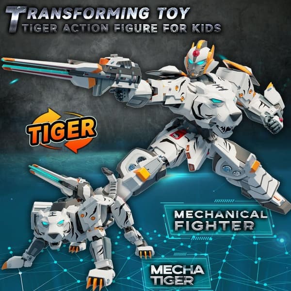 Transforming Tiger Robot Toy for Kids Ages 6-10