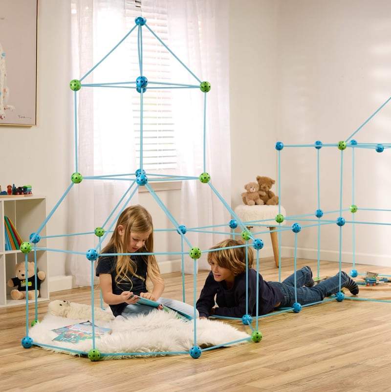 Indoor STEM Fort Building Kit - 132-Piece Set for Kids