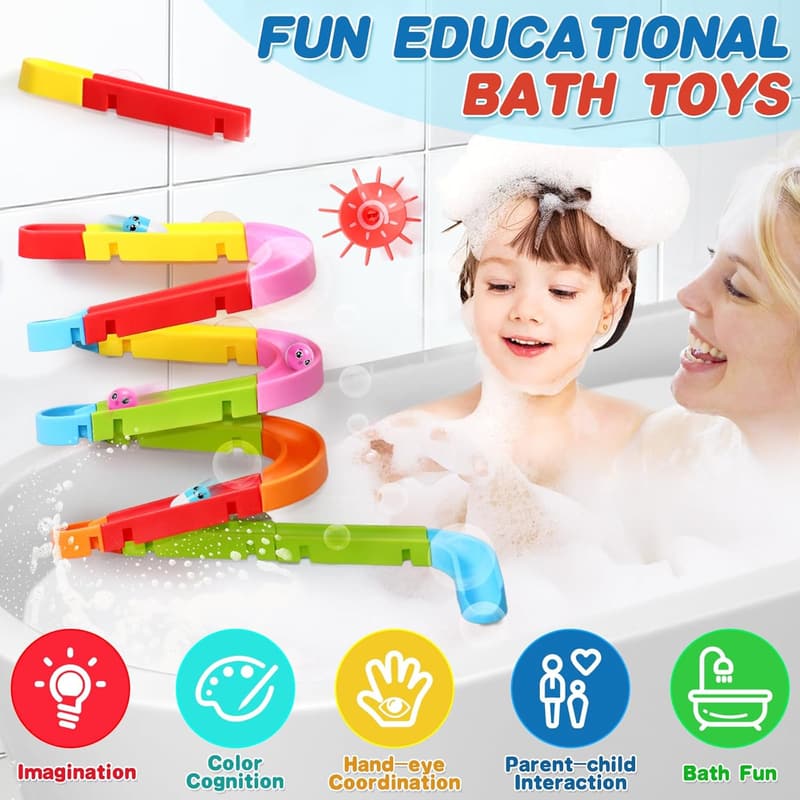 Water Marble Run Bath Toys Set for Toddlers, 38 PCS