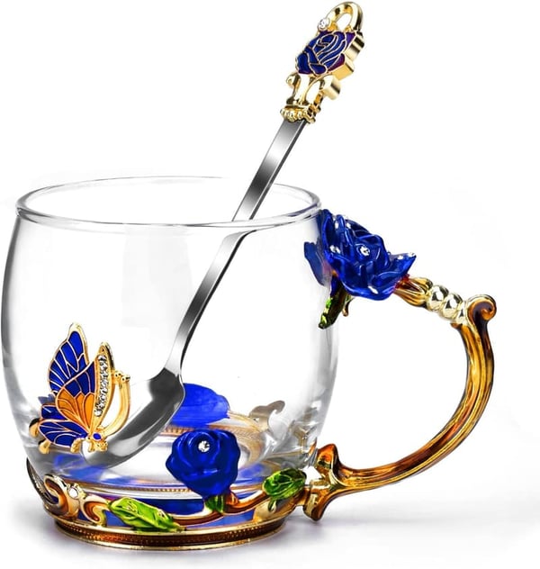 Unique Blue Coffee Mug for Women - Birthday & Christmas Gift
