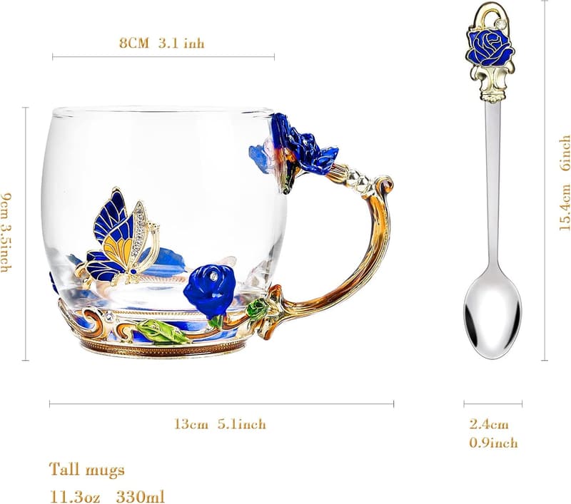 Unique Blue Coffee Mug for Women - Birthday & Christmas Gift