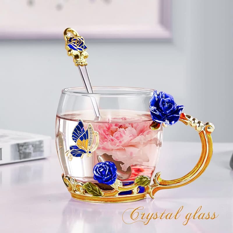 Unique Blue Coffee Mug for Women - Birthday & Christmas Gift