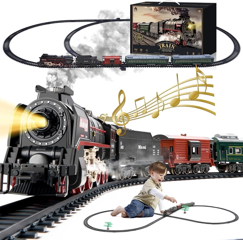 Luxury Christmas Train Set with Tracks, Smoke, Light & Sound