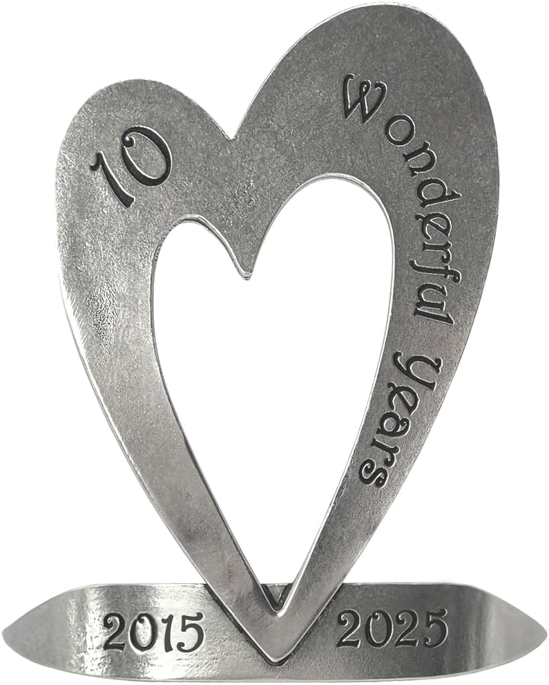10th Anniversary Personalized Pewter Heart Keepsake Gift