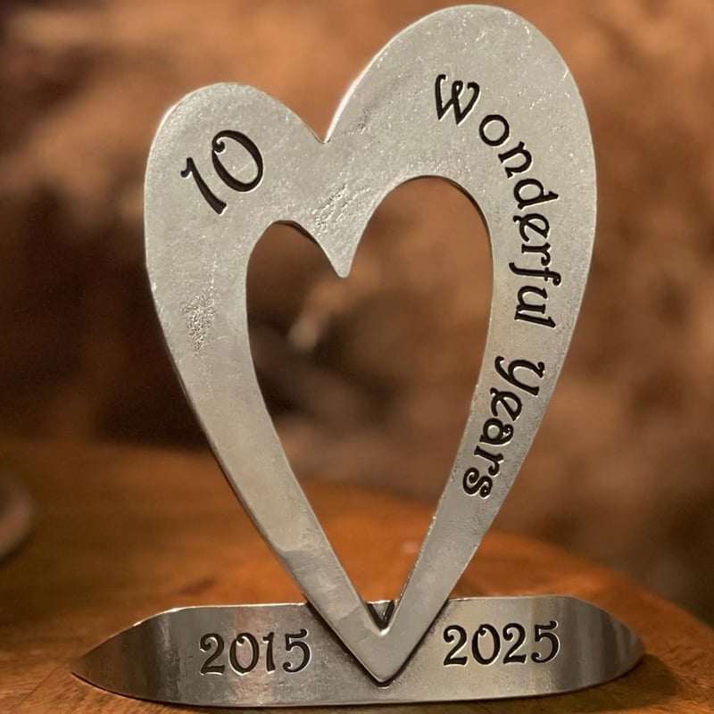 10th Anniversary Personalized Pewter Heart Keepsake Gift