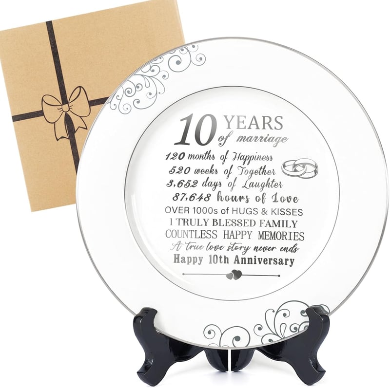 10th Anniversary Ceramic Plate with Platinum Foil