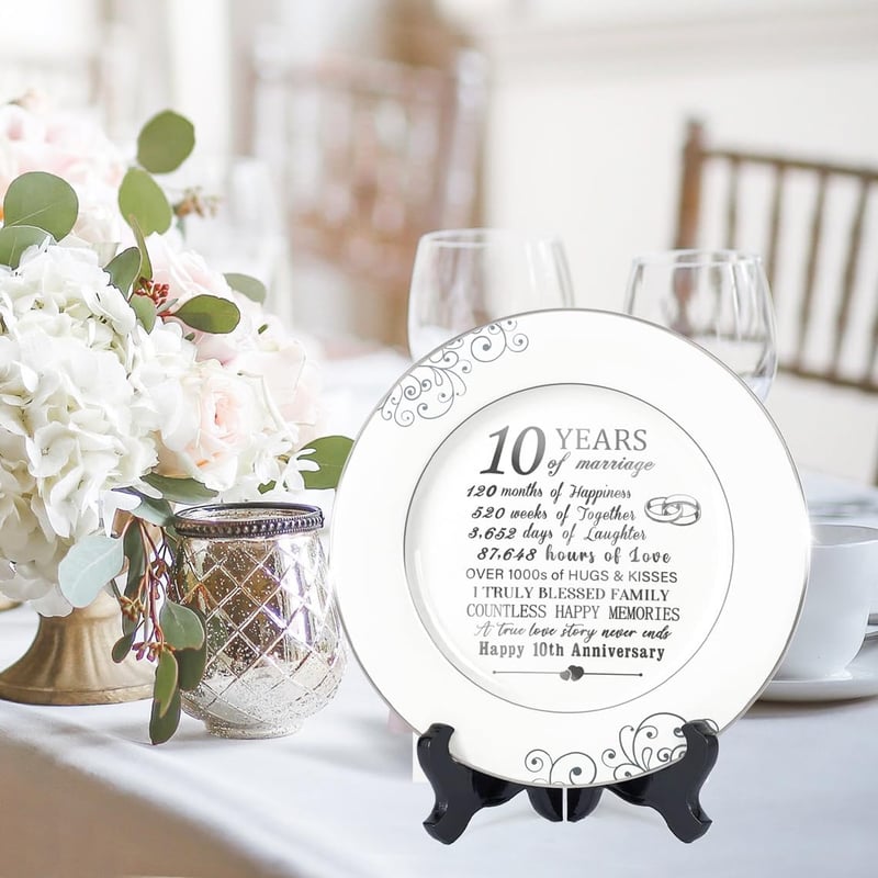 10th Anniversary Ceramic Plate with Platinum Foil