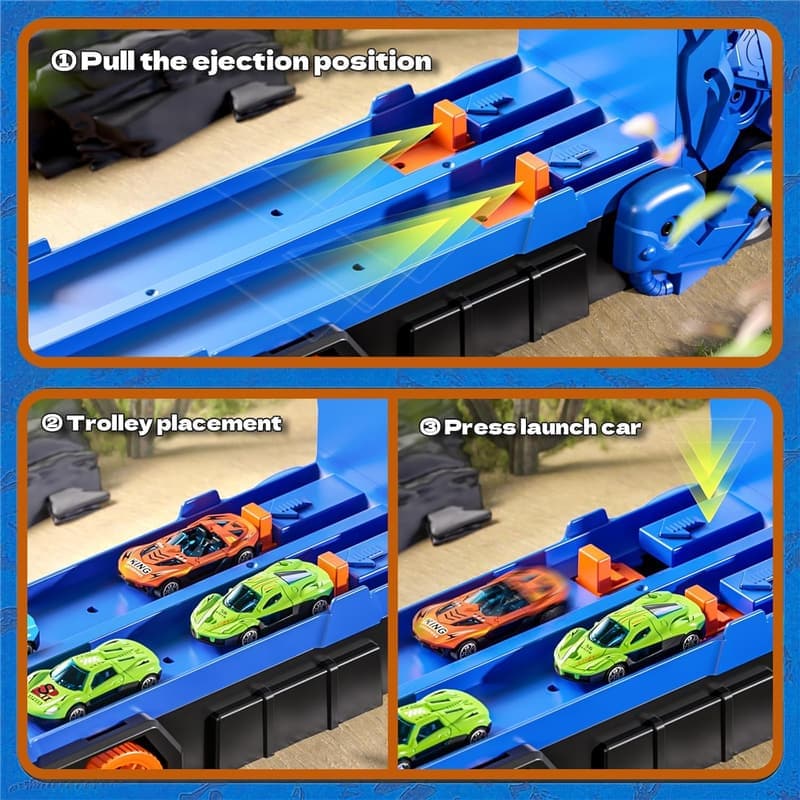 Dinosaur Toy Truck Track Set with 12 Die-Cast Cars for Toddlers