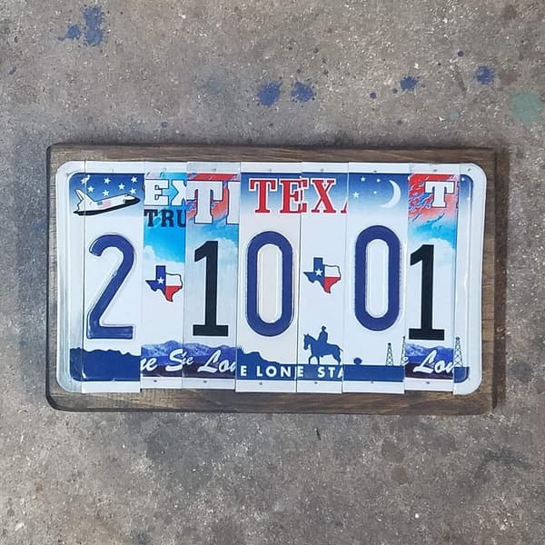 10th Anniversary Custom Aluminum License Plate Sign