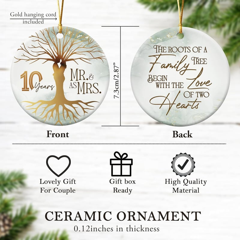 10th Anniversary Gift – Mr and Mrs Couple Ornament