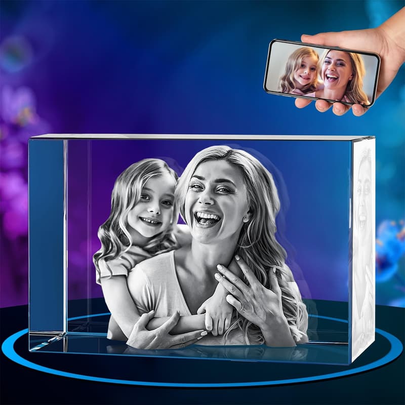 Personalized 3D Crystal Photo Gift for Mom or Wife