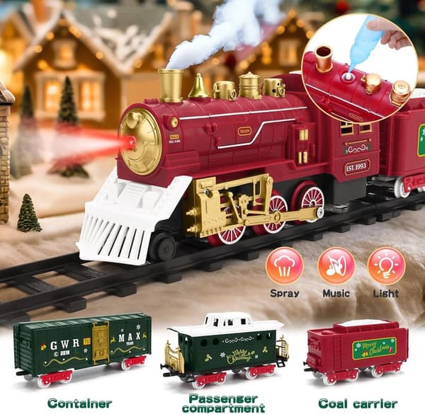 Electric Train Set for Kids - Battery Operated with Sounds & Lights