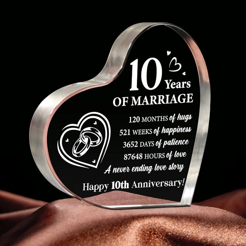 10th Anniversary Keepsake Gift for Couples, 3.9x3.9 Inch