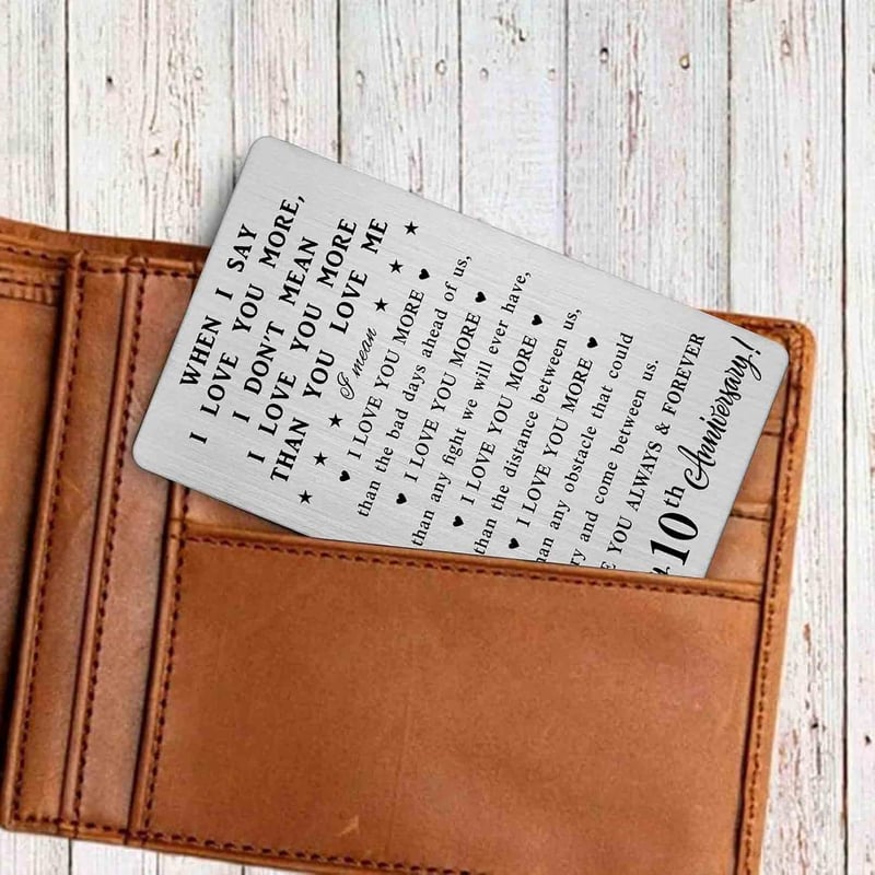 10th Anniversary Wallet Card Gift for Women and Men