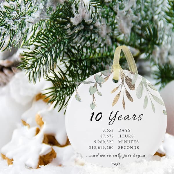 10th Anniversary Ceramic Ornament with Gift Box & Card