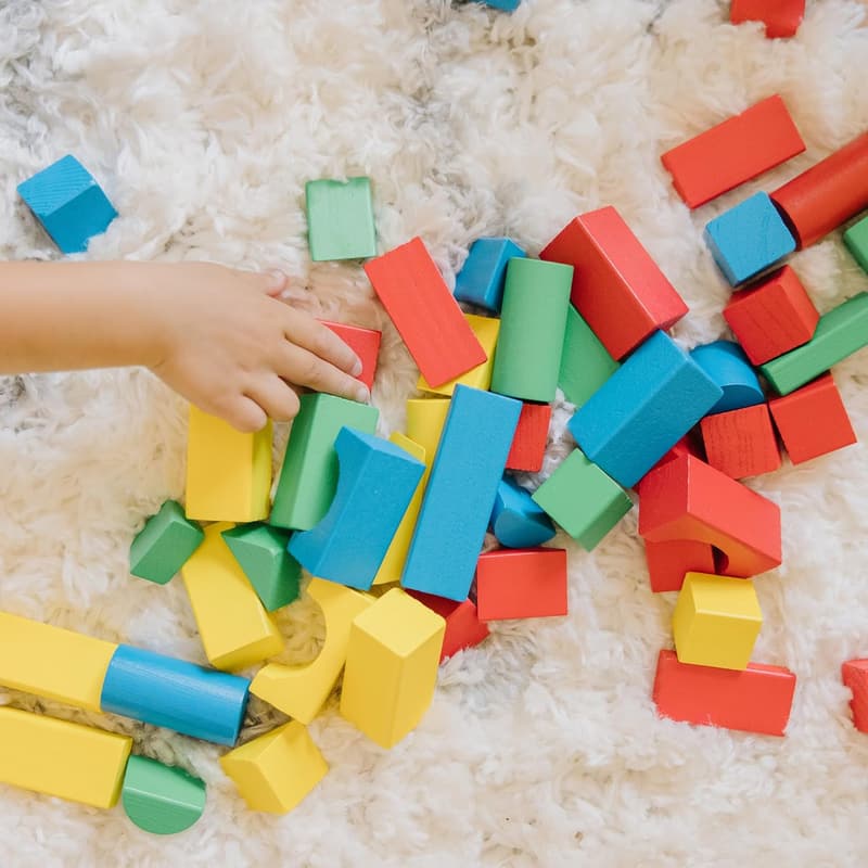 Classic Wooden Building Blocks Set - 100 Colorful Pieces for Toddlers