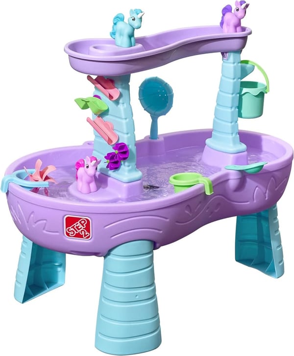 Unicorns Water Table with Accessories for Toddlers, Blue & Purple