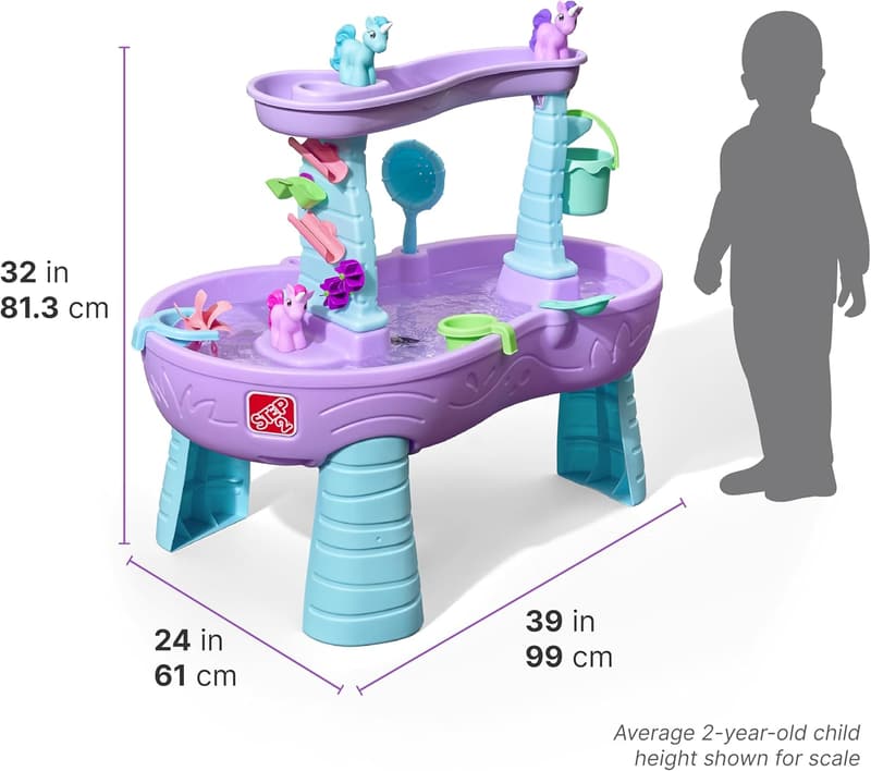 Unicorns Water Table with Accessories for Toddlers, Blue & Purple