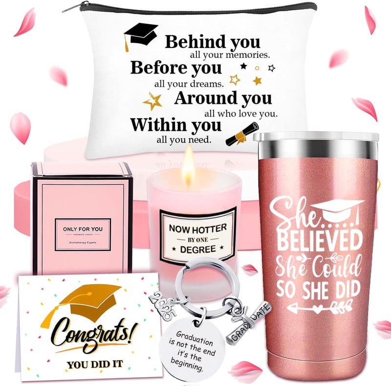 2025 Graduation Gift Set for Her - Mug, Candles, Keychain & Bag