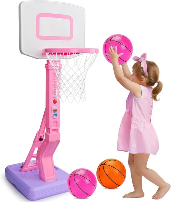 Adjustable Toddler Basketball Hoop for Girls - Age 1-8 Birthday Gift