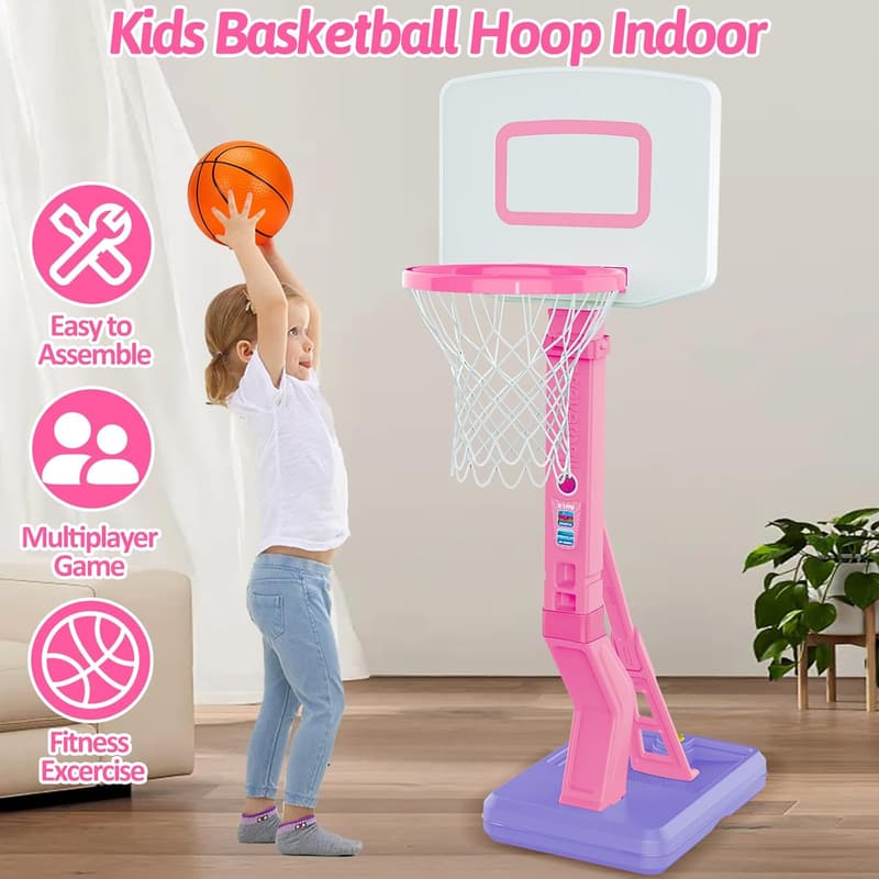 Adjustable Toddler Basketball Hoop for Girls - Age 1-8 Birthday Gift