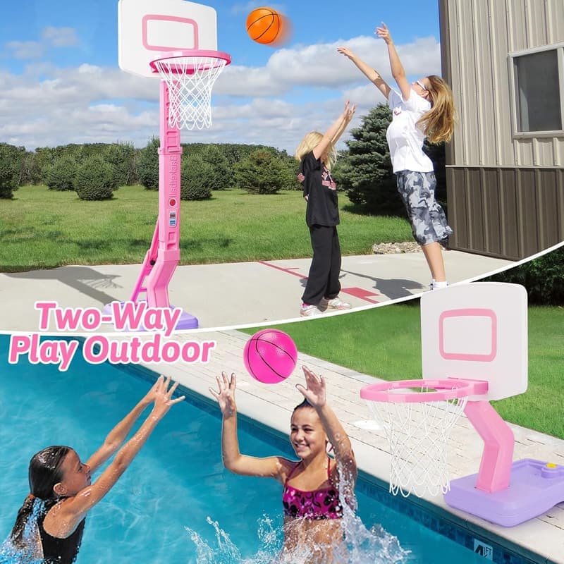 Adjustable Toddler Basketball Hoop for Girls - Age 1-8 Birthday Gift
