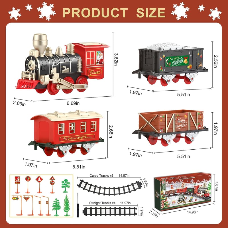 Christmas Train Set with Lights & Sounds for Kids 3+