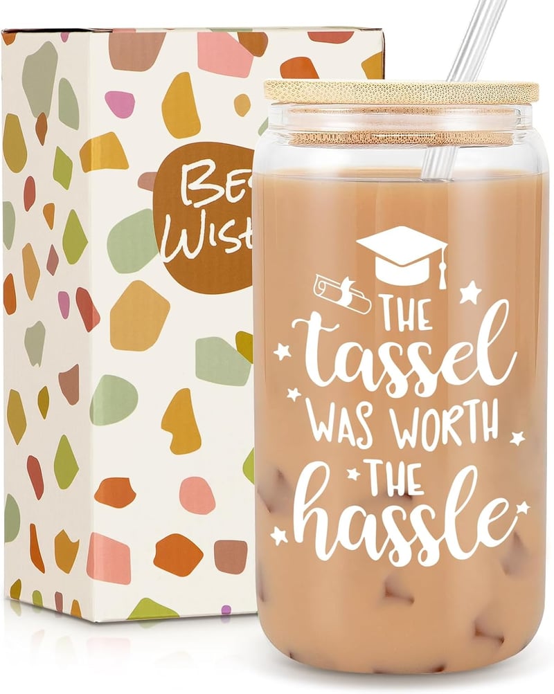 2025 Graduation Gift: 16oz Glass Cup for Her